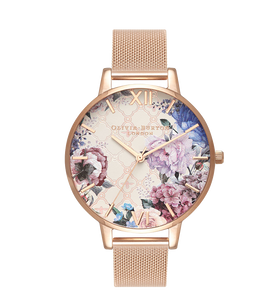 Olivia Burton Glasshouse Rose Gold Plated Mesh Ladies Watch