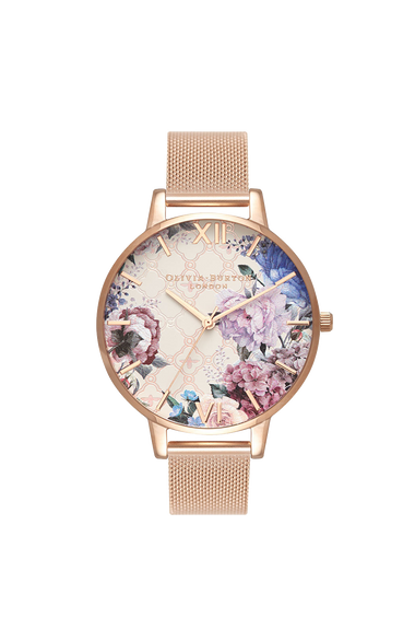 Olivia Burton Glasshouse Rose Gold Plated Mesh Ladies Watch