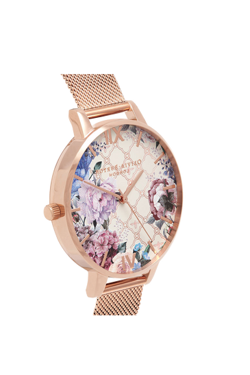 Olivia burton glasshouse rose gold mesh best sale